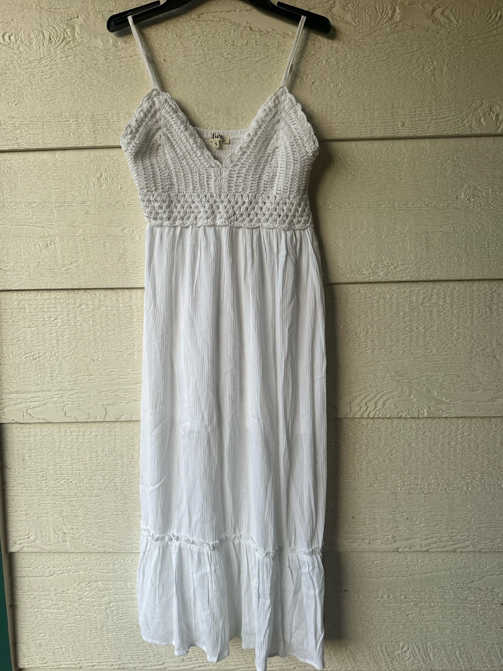 White crochet top maxi dress